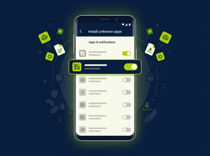 Android settings screen with install unknown apps permission enabled